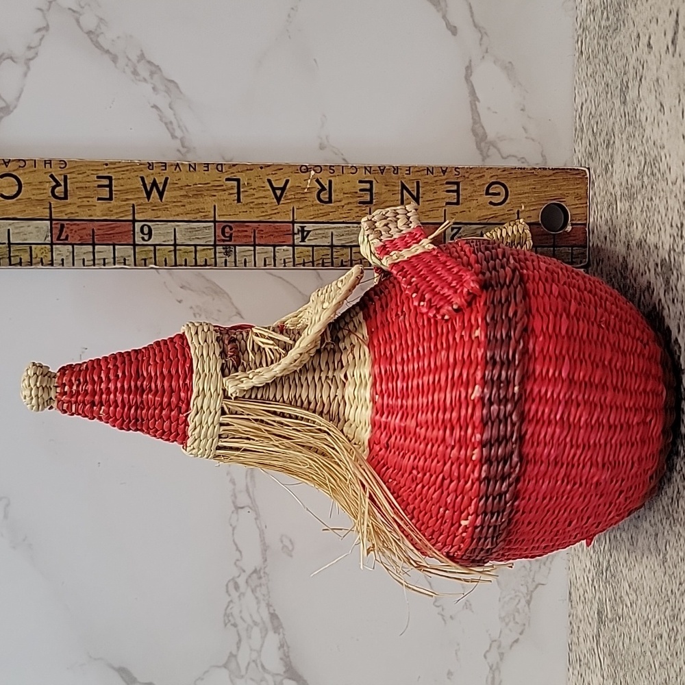 vintage Santa Claus Christmas Basket Primitive Woven Straw Hay Wicker Ornamental - Picture 4 of 7